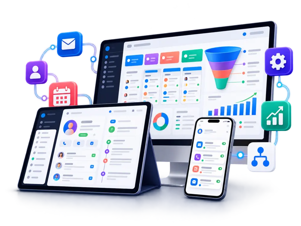 Connected CRM, lead follow-up and growth automation workflow